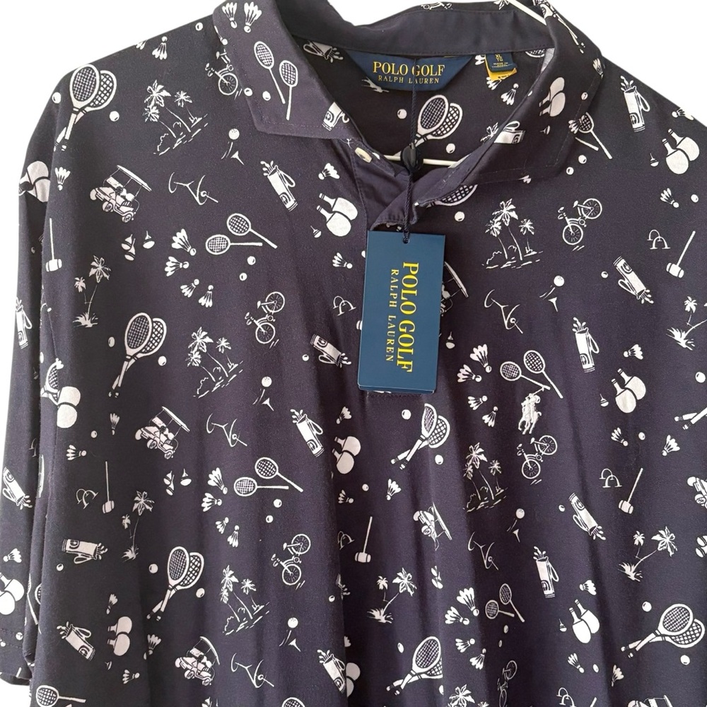 POLO GOLF Men's Navy Polo Shirt S/S with Sports Print
Sz XL TG